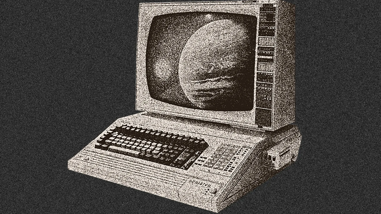 Vintage computer with built-in monitor and keyboard